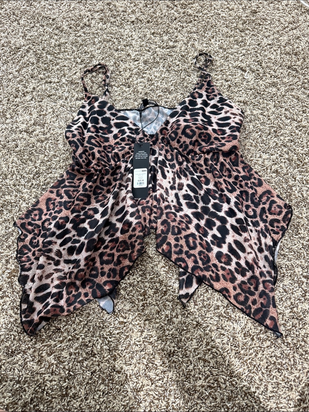 NWT Fashion Nova leopard babydoll tank